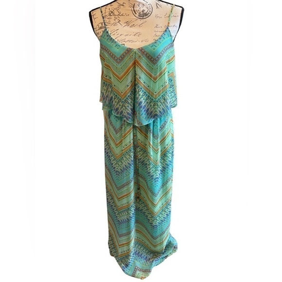 Boho Multicolored Maxi Multiprint Sleeveless Lined Dress  Sz M - Picture 2 of 11